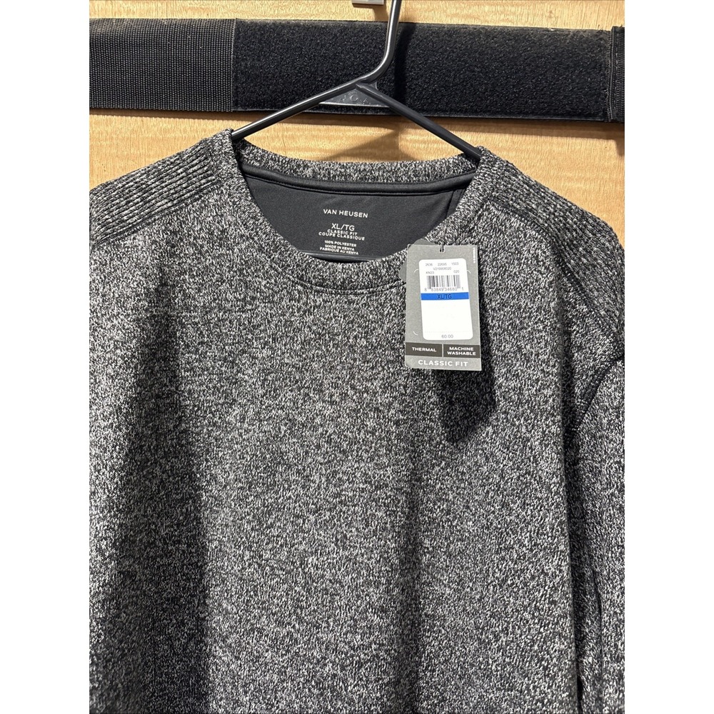 van heusen‎ mens sweater Xl NWT Black Marble Thermal Classic Fit